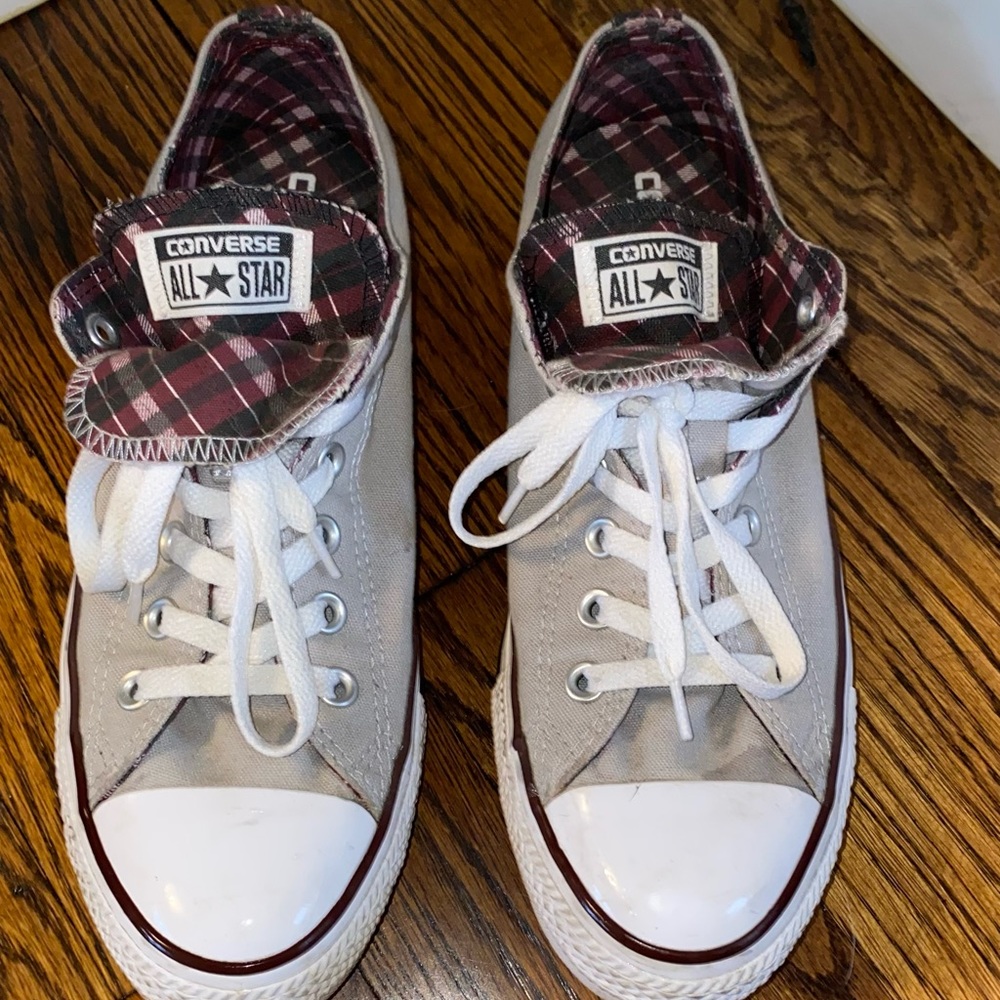 Grey and plaid Converse
